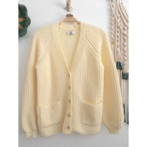 LOFT Soft Yellow Wool Blend Cardigan Sweater